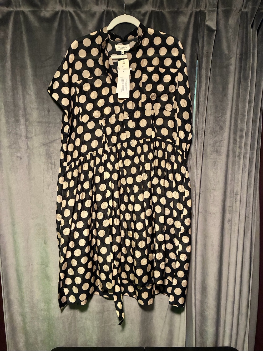 Psophia Polka Dot Midi Dress with Cream Spots